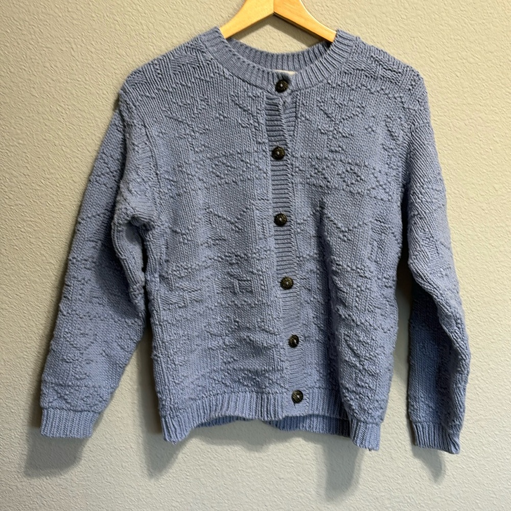 Bemidji Woolen Mills vintage periwinkle cotton cardigan size small